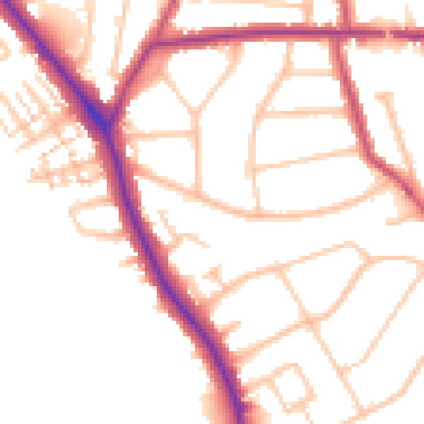 Daytime road noise heatmap for EN5 1ED