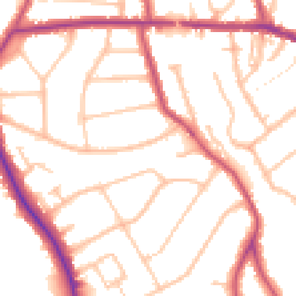 Daytime road noise heatmap for EN5 1EE