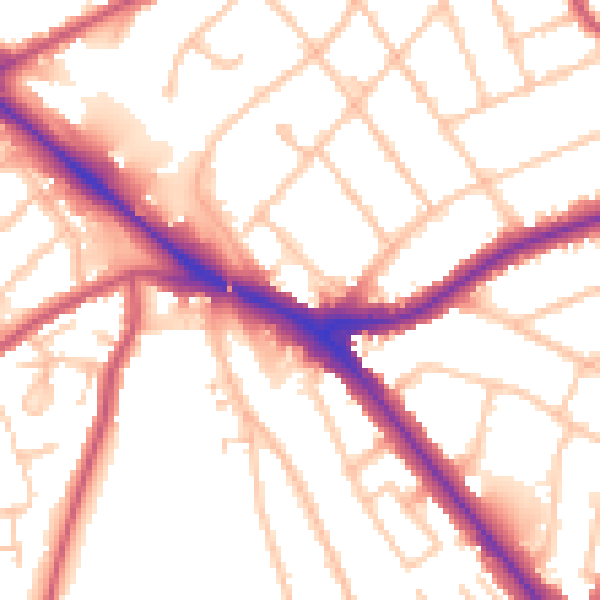 Daytime road noise heatmap for EN5 1EQ