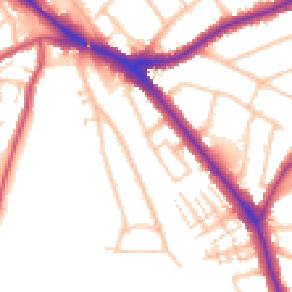 Daytime road noise heatmap for EN5 1FE