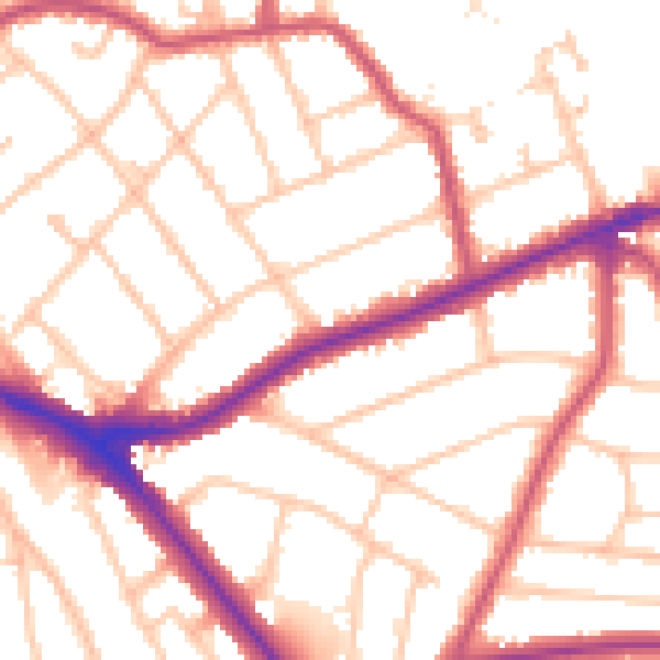Daytime road noise heatmap for EN5 1QQ