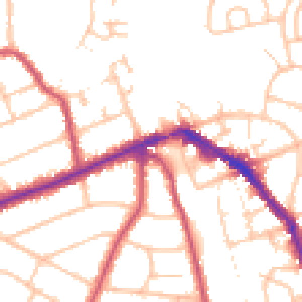 Daytime road noise heatmap for EN5 1QW