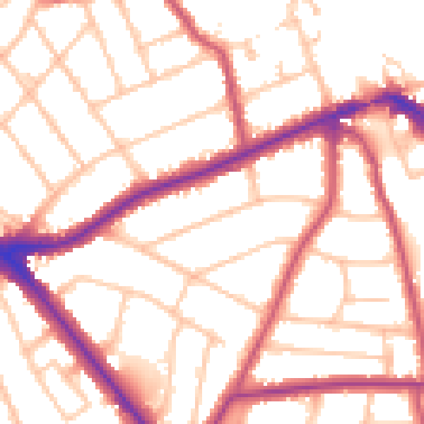 Daytime road noise heatmap for EN5 1RW