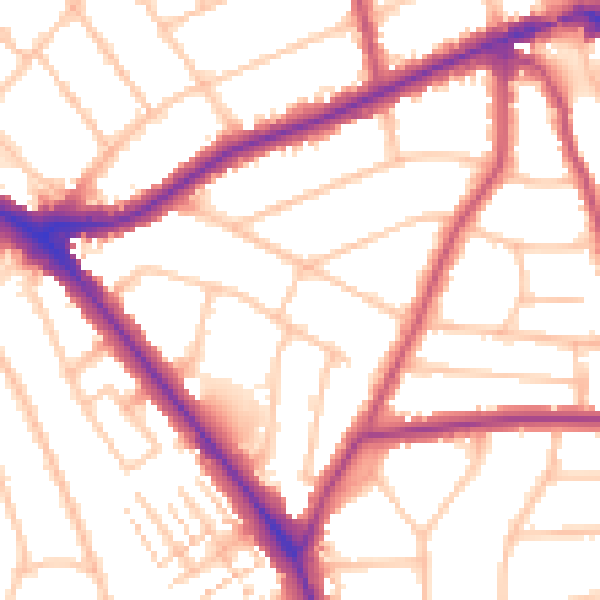 Daytime road noise heatmap for EN5 1RX
