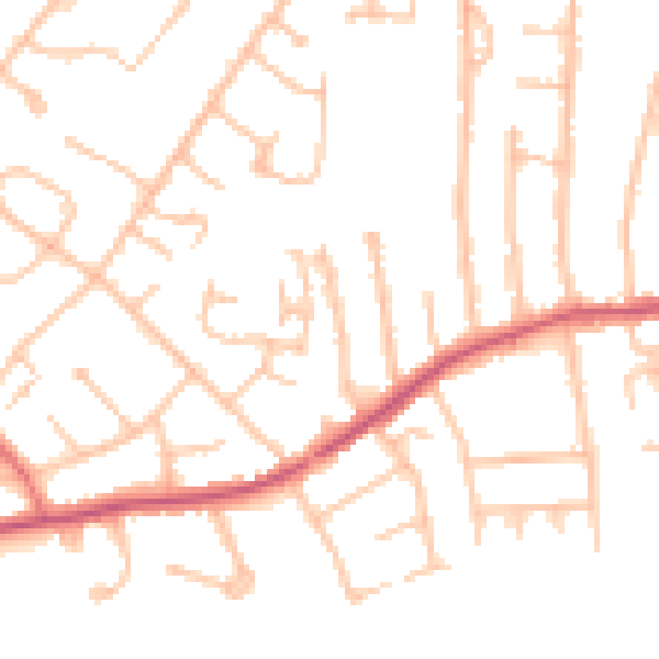 Daytime road noise heatmap for EN5 2DE