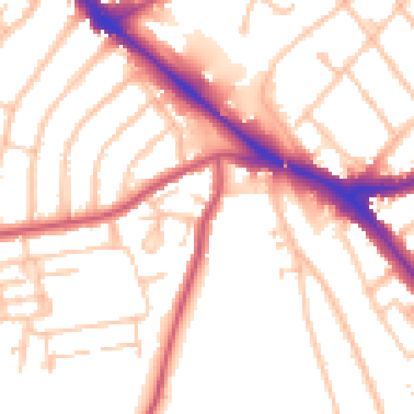 Daytime road noise heatmap for EN5 2DJ