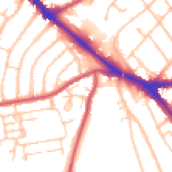 Daytime road noise heatmap for EN5 2DL