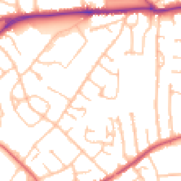 Daytime road noise heatmap for EN5 2SU