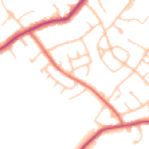 Daytime road noise heatmap for EN5 3AB
