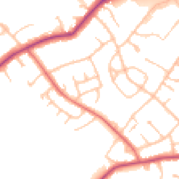 Daytime road noise heatmap for EN5 3AD