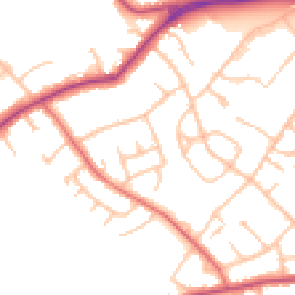 Daytime road noise heatmap for EN5 3AL