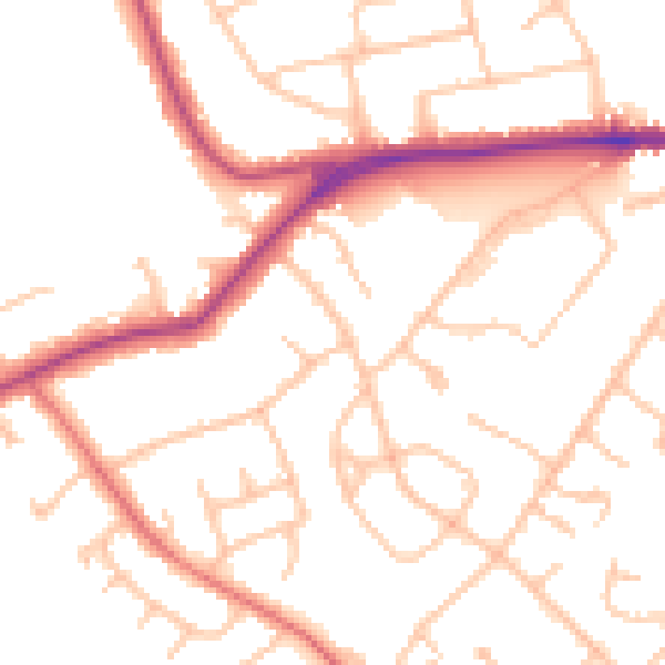 Daytime road noise heatmap for EN5 3DU