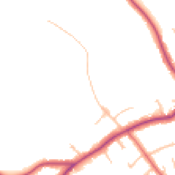 Daytime road noise heatmap for EN5 3JR