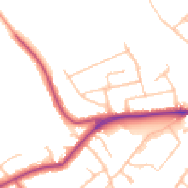 Daytime road noise heatmap for EN5 4AH