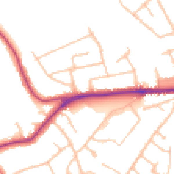 Daytime road noise heatmap for EN5 4DX