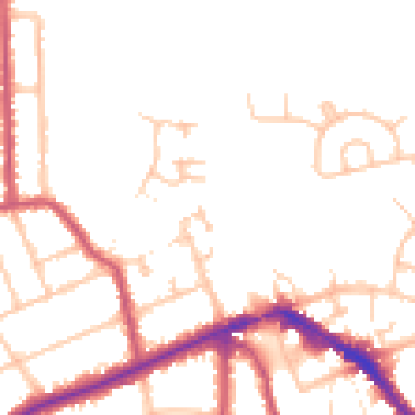 Daytime road noise heatmap for EN5 5HU