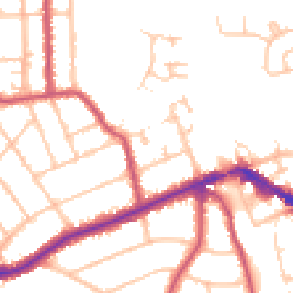 Daytime road noise heatmap for EN5 5JF