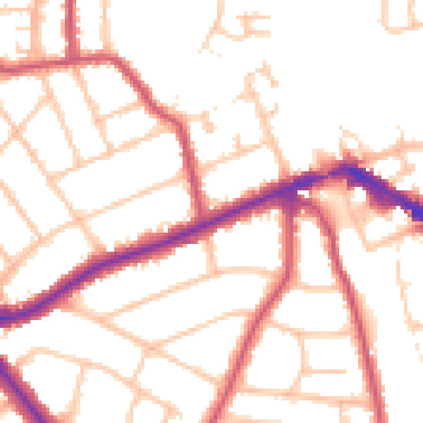 Daytime road noise heatmap for EN5 5JJ