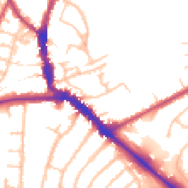Daytime road noise heatmap for EN5 5RY