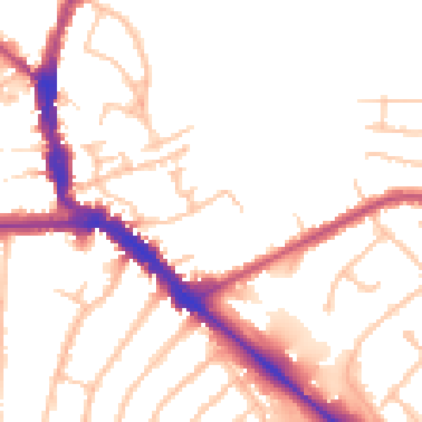 Daytime road noise heatmap for EN5 5SH