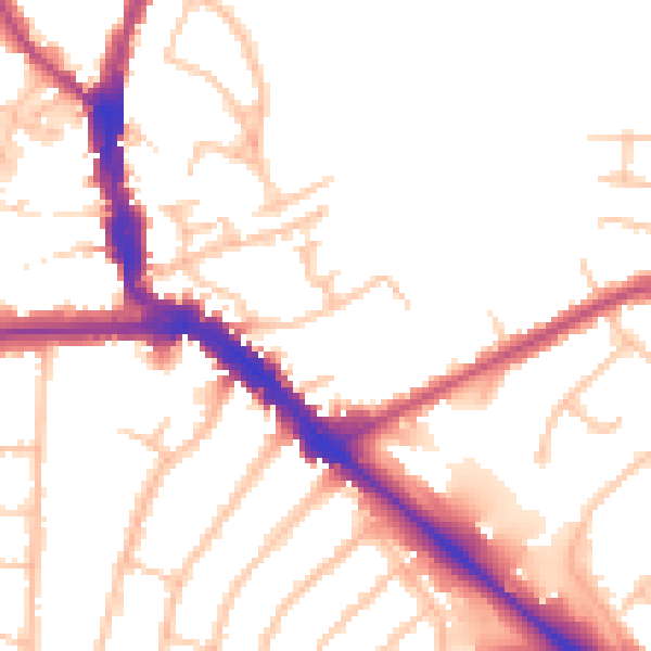 Daytime road noise heatmap for EN5 5SQ