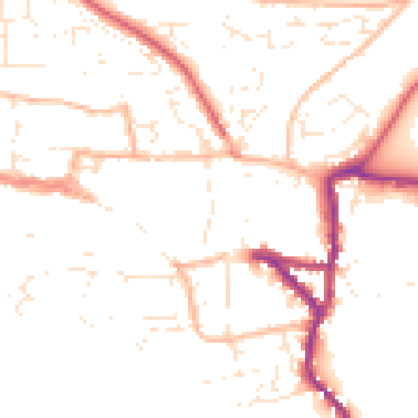 Daytime road noise heatmap for EX17 2AQ