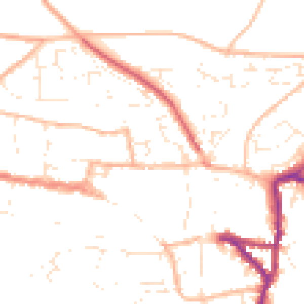 Daytime road noise heatmap for EX17 2BU