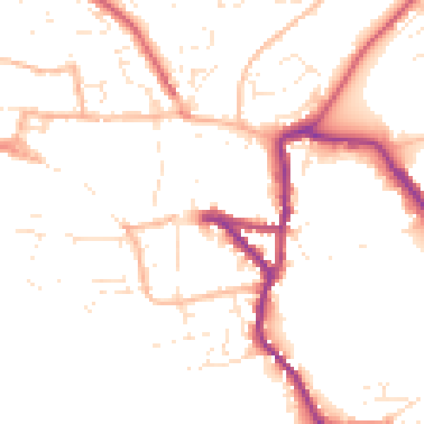 Daytime road noise heatmap for EX17 3AZ
