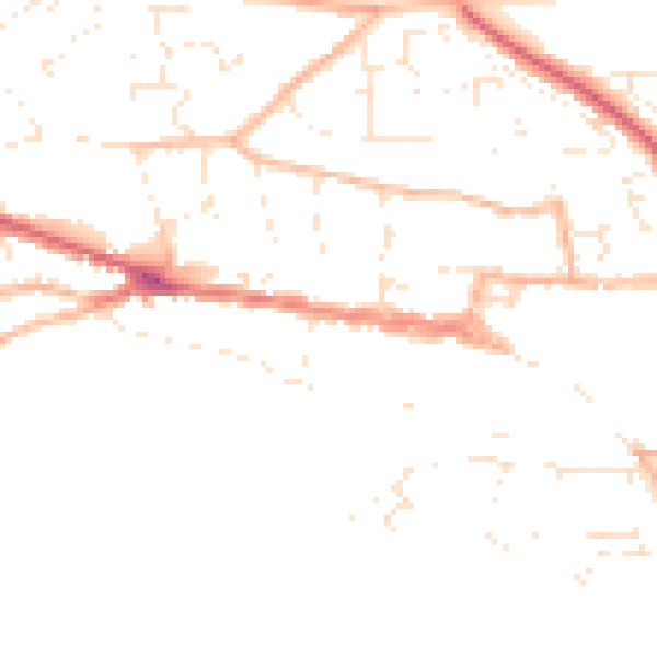 Daytime road noise heatmap for EX17 3JS