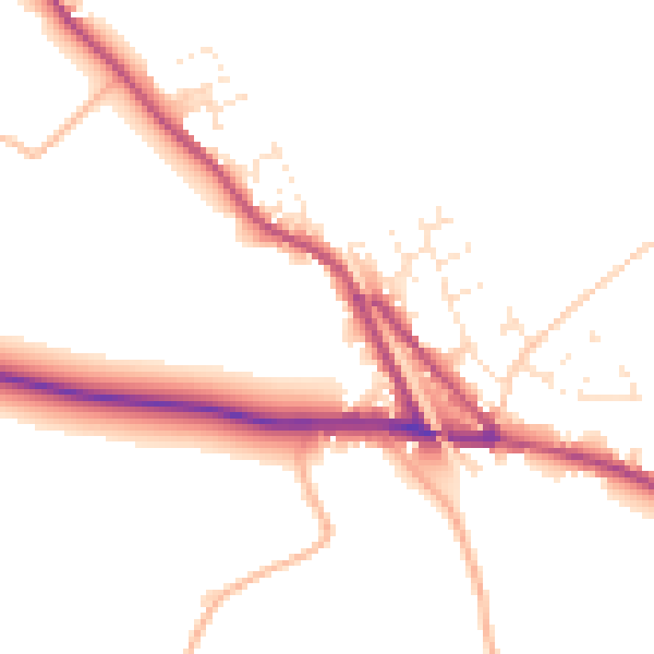Daytime road noise heatmap for EX17 5BJ