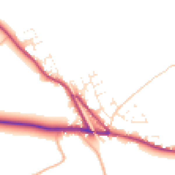 Daytime road noise heatmap for EX17 5LT