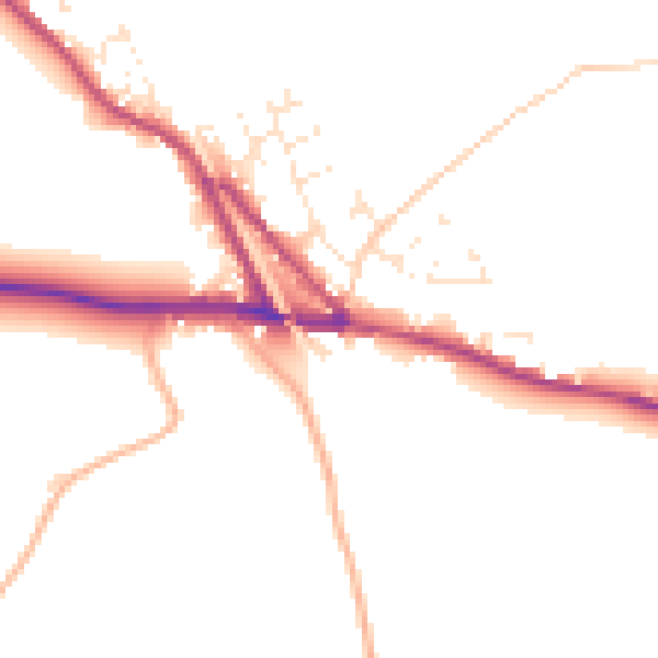 Daytime road noise heatmap for EX17 5NL