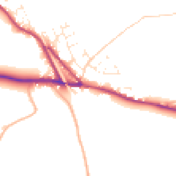 Daytime road noise heatmap for EX17 5NN
