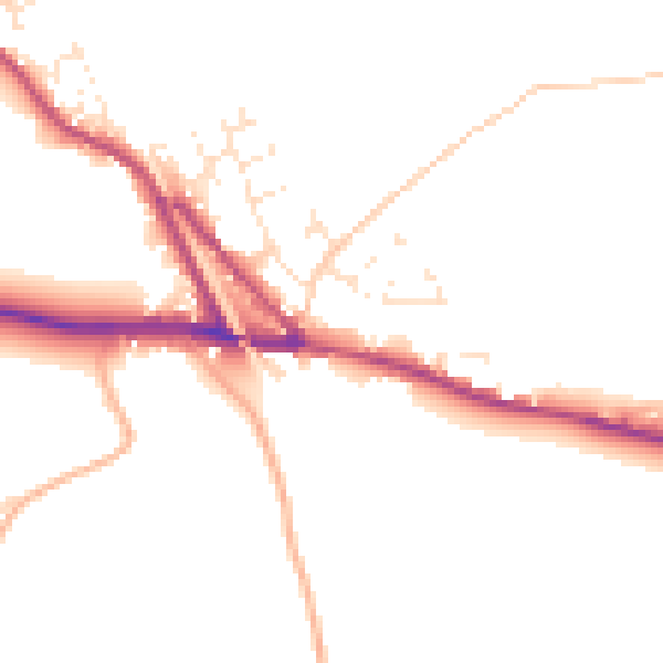 Daytime road noise heatmap for EX17 5NP