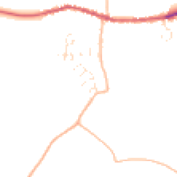 Daytime road noise heatmap for EX17 6LU