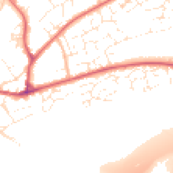 Daytime road noise heatmap for EX20 1BR