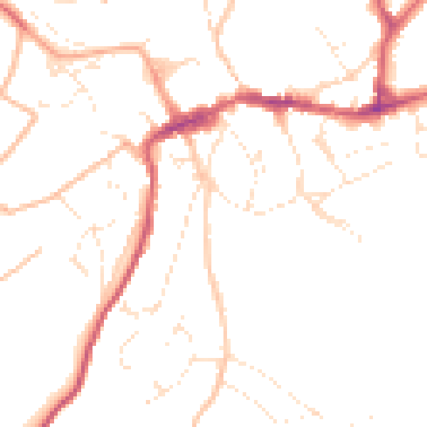 Daytime road noise heatmap for EX20 1DY