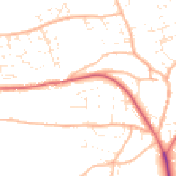 Daytime road noise heatmap for EX39 1BQ