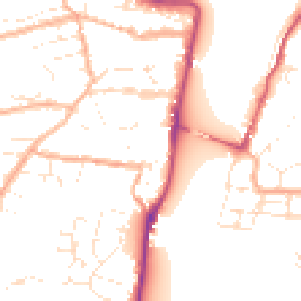 Daytime road noise heatmap for EX39 2BS