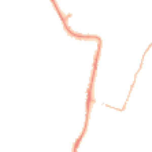 Night-time road noise heatmap for EX39 2DB