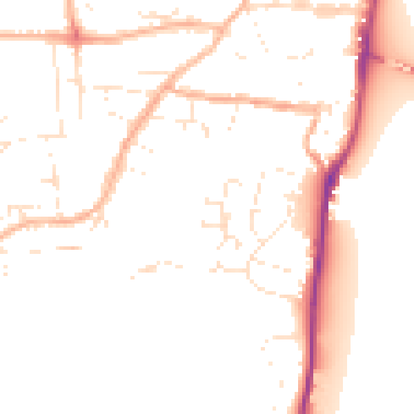Daytime road noise heatmap for EX39 5XN