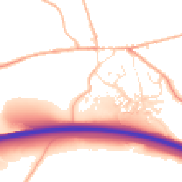 Daytime road noise heatmap for EX6 6DN