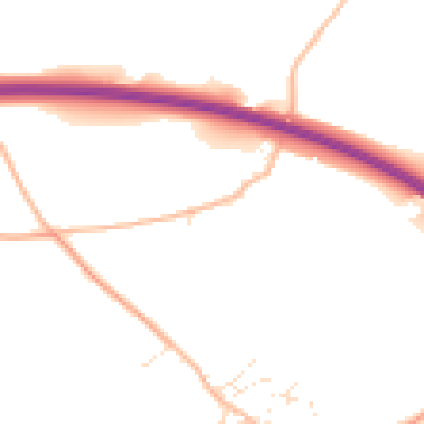 Daytime road noise heatmap for EX6 6JU