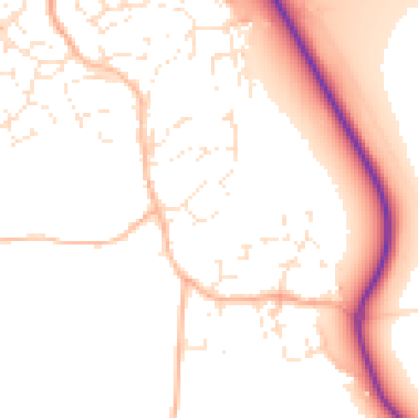 Daytime road noise heatmap for EX6 8DL