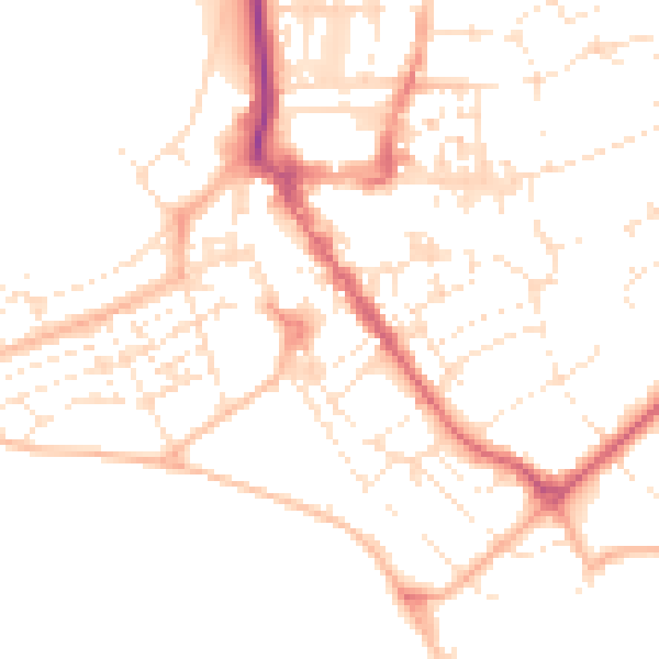 Daytime road noise heatmap for EX8 1NN