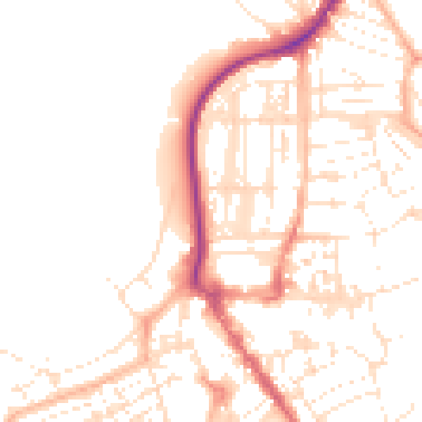 Daytime road noise heatmap for EX8 1SS