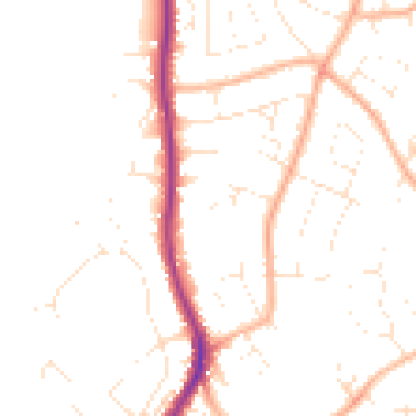 Daytime road noise heatmap for EX8 3JB