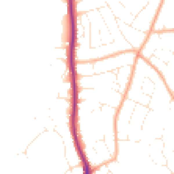Daytime road noise heatmap for EX8 3LU