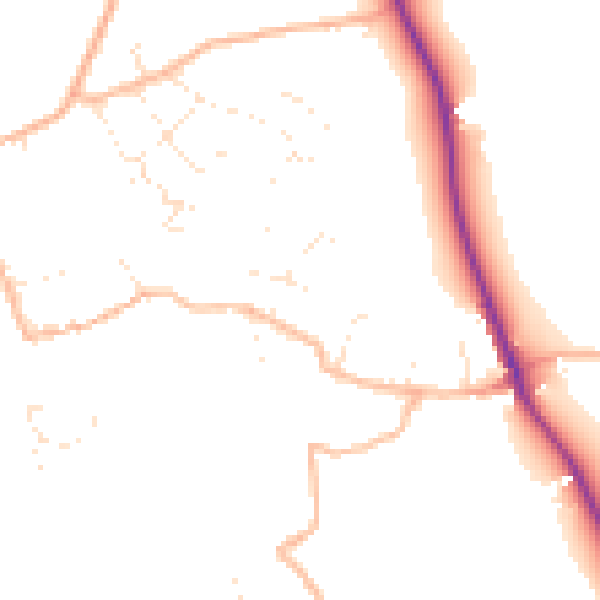 Daytime road noise heatmap for EX8 5LB