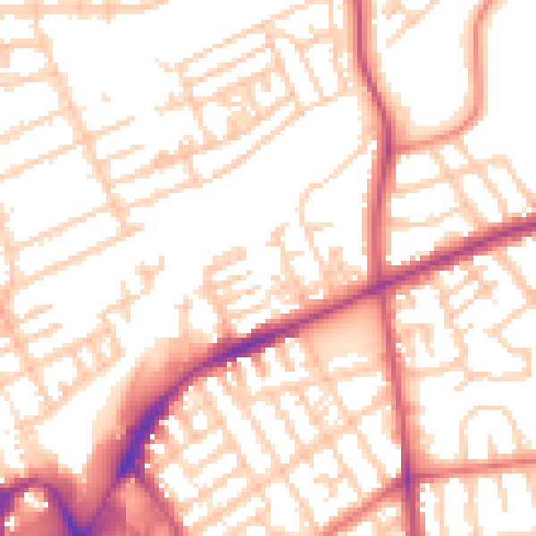 Daytime road noise heatmap for FY1 3TW